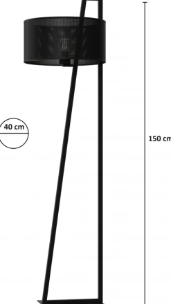 Lampa Podłogowa LOFT SHADE Czarny Klosz z Tworzywa 1xE27 150cm