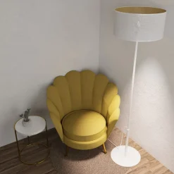 Lampa Podłogowa LOFT SHADE Biały Złoty Klosz z Tworzywa 1xE27 150cm