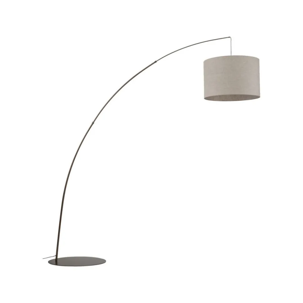 Lampa podłogowa MOBY brązowa abażur len 1xE27