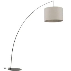 Lampa podłogowa MOBY brązowa abażur len 1xE27