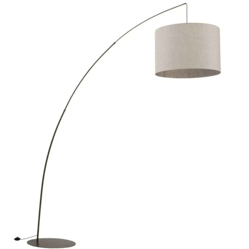 Lampa podłogowa MOBY brązowa abażur len 1xE27