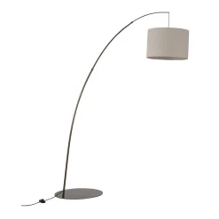 Lampa podłogowa MOBY brązowa abażur len 1xE27