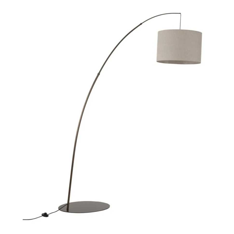 Lampa podłogowa MOBY brązowa abażur len 1xE27