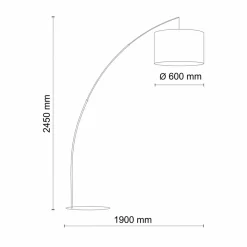 Lampa Podłogowa MOBY Czarny Szary Abażur 1xE27 245cm