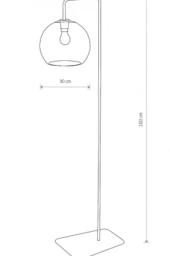 Lampa Podłogowa MONACO Czarny Szklany Klosz 1xE27