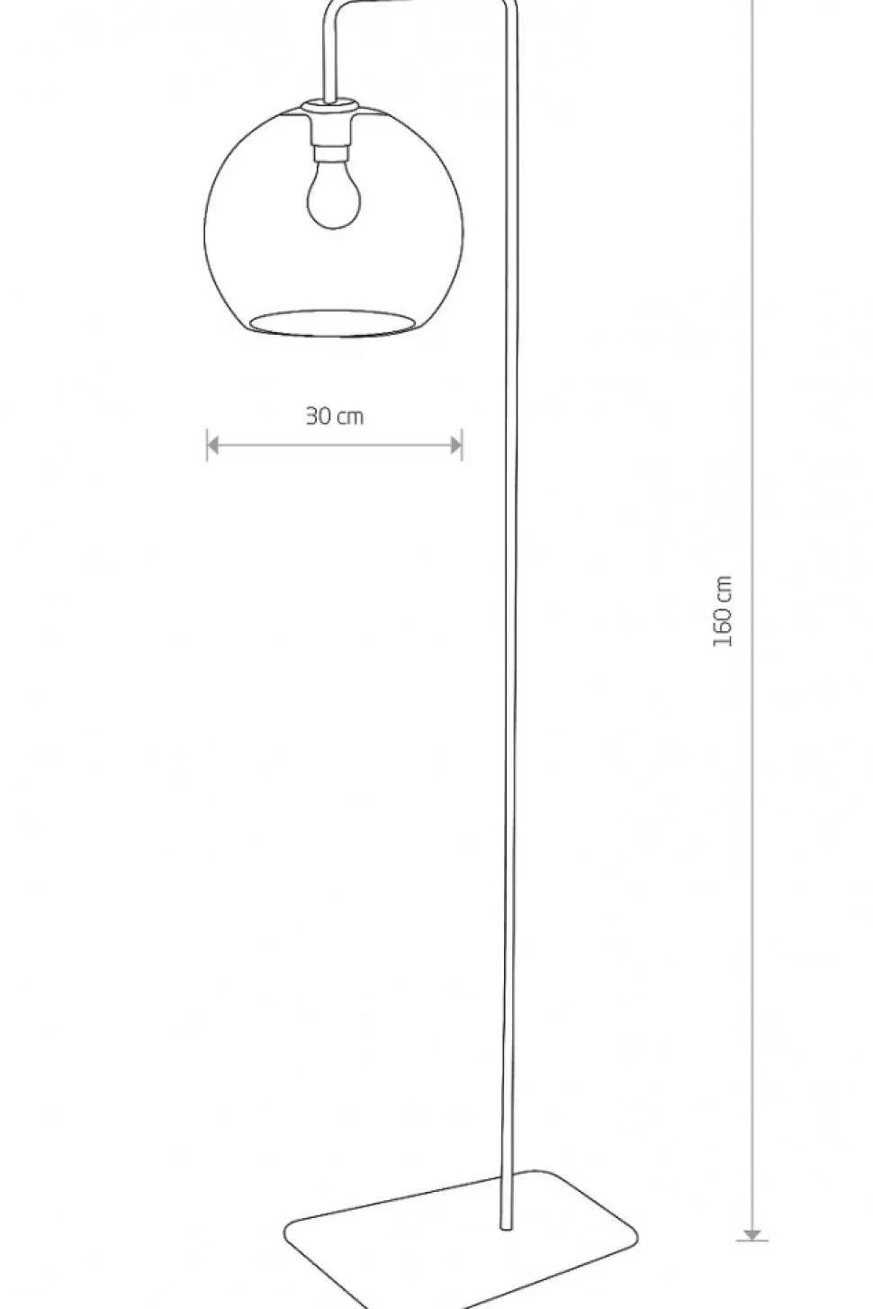 Lampa Podłogowa MONACO Czarny Szklany Klosz 1xE27