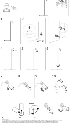 Lampa Podłogowa MONO Biały Złoty 1xGU10 130cm