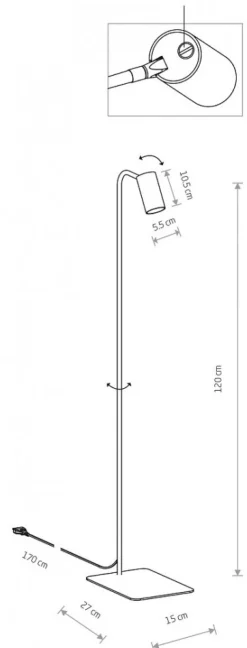 Lampa Podłogowa MONO Czarny Złoty 1xGU10 130cm