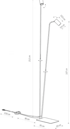 Lampa Podłogowa MONO Złoty Czarny 2xGU10 216cm