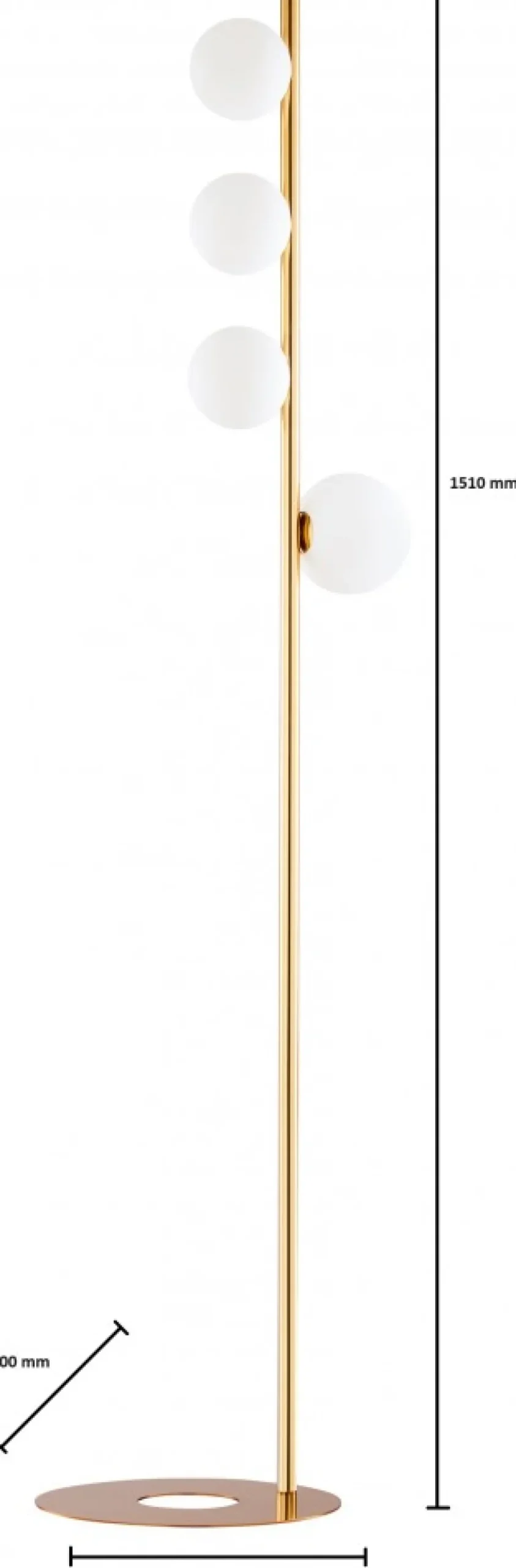 Lampa Podłogowa TAIDA Złoty Biały Szklane Klosze 4xG9 151 cm
