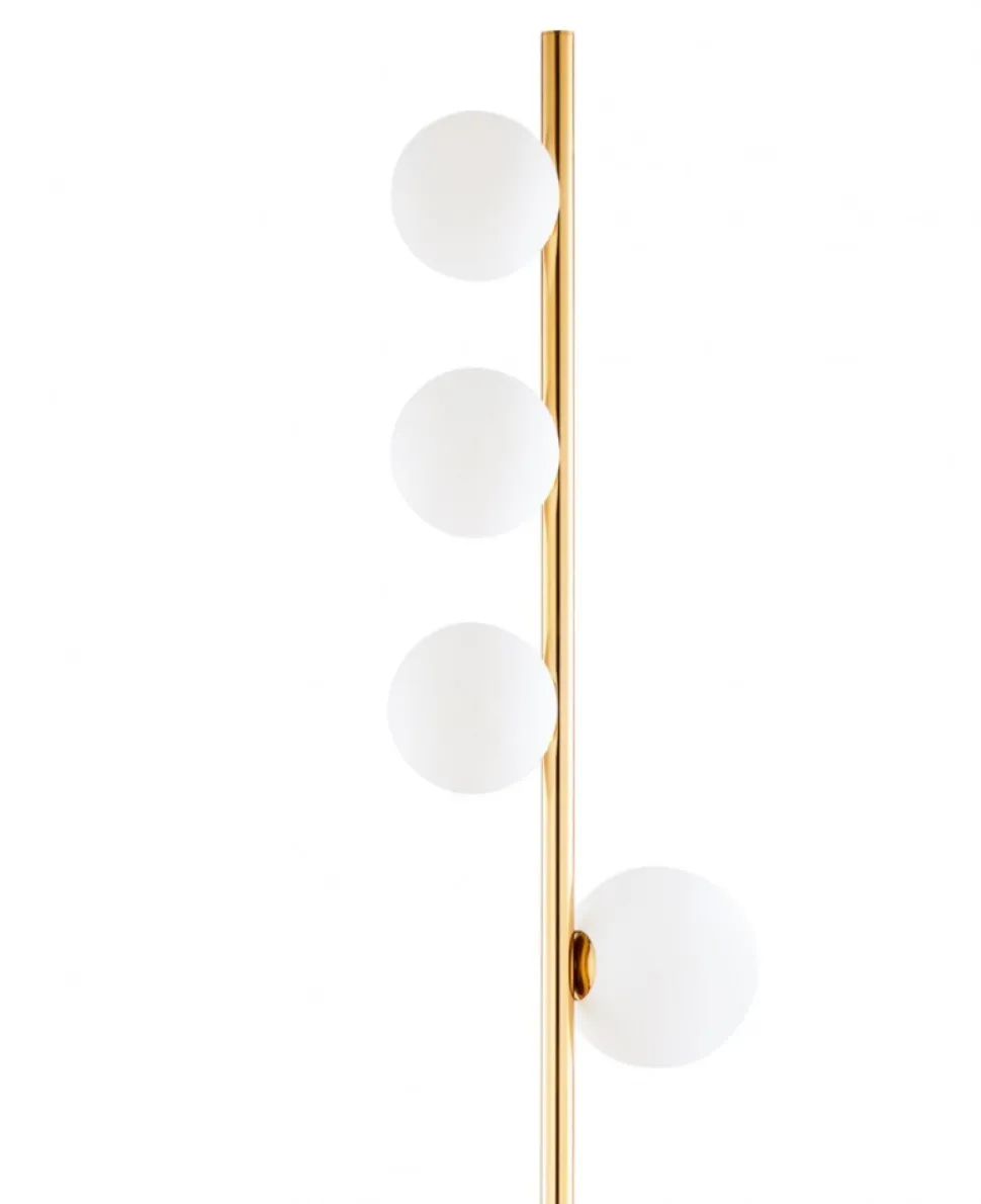 Lampa Podłogowa TAIDA Złoty Biały Szklane Klosze 4xG9 151 cm
