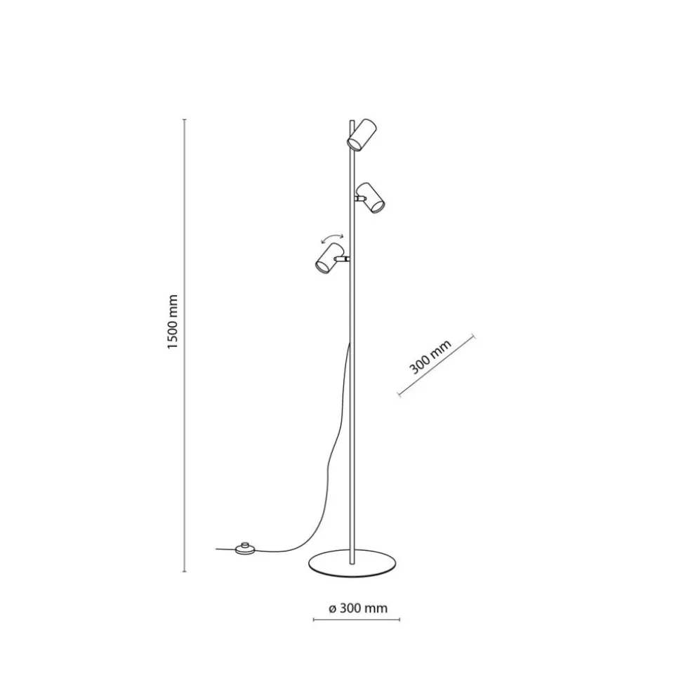 Lampa podłogowa TOP czarna 3xGU10
