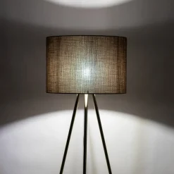 Lampa Podłogowa UMBERTO Trójnóg Złoty Brązowy Abażur 1xE27 155cm
