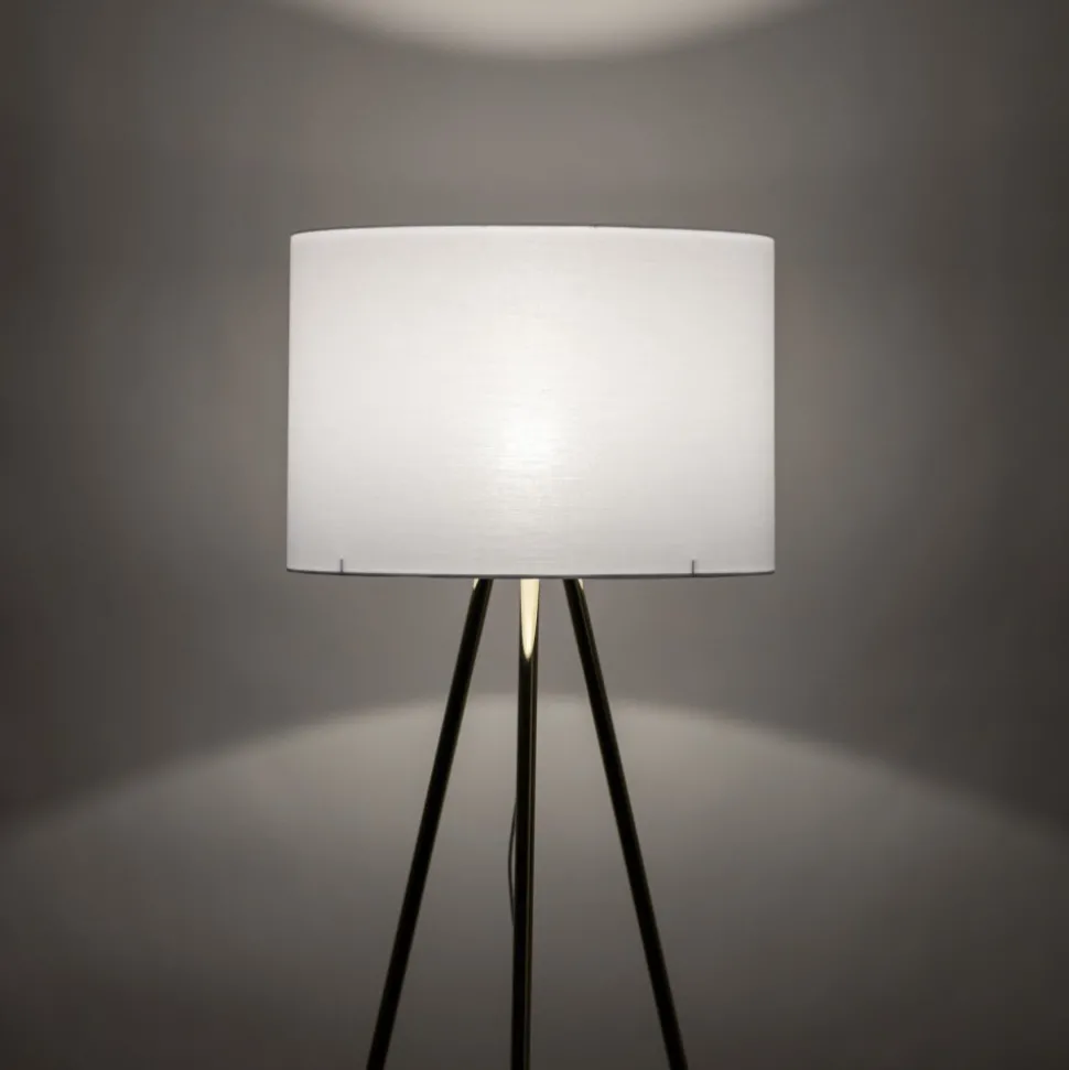 Lampa Podłogowa UMBERTO Trójnóg Złoty Biały Abażur 1xE27 155cm