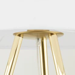 Lampa Podłogowa UMBERTO Trójnóg Złoty Biały Abażur 1xE27 155cm