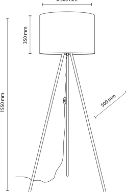 Lampa Podłogowa UMBERTO Trójnóg Złoty Biały Abażur 1xE27 155cm