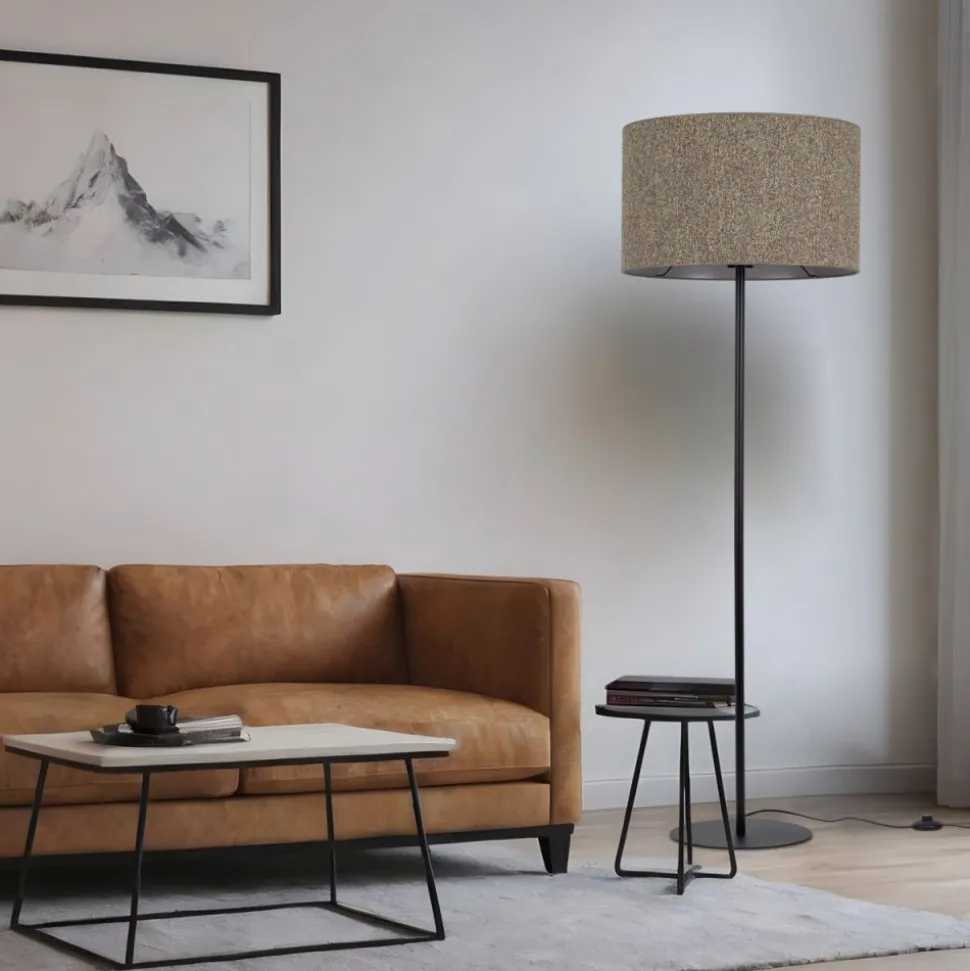 Lampa podłogowa VELLUM czarna abażur multikolor 1xE27