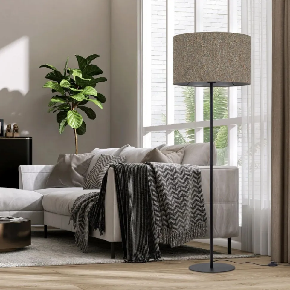 Lampa podłogowa VELLUM czarna abażur multikolor 1xE27