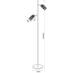 Lampa Podłogowa VERTICAL Regulowana Czarny Metalowe Klosze 2xGU10 150cm