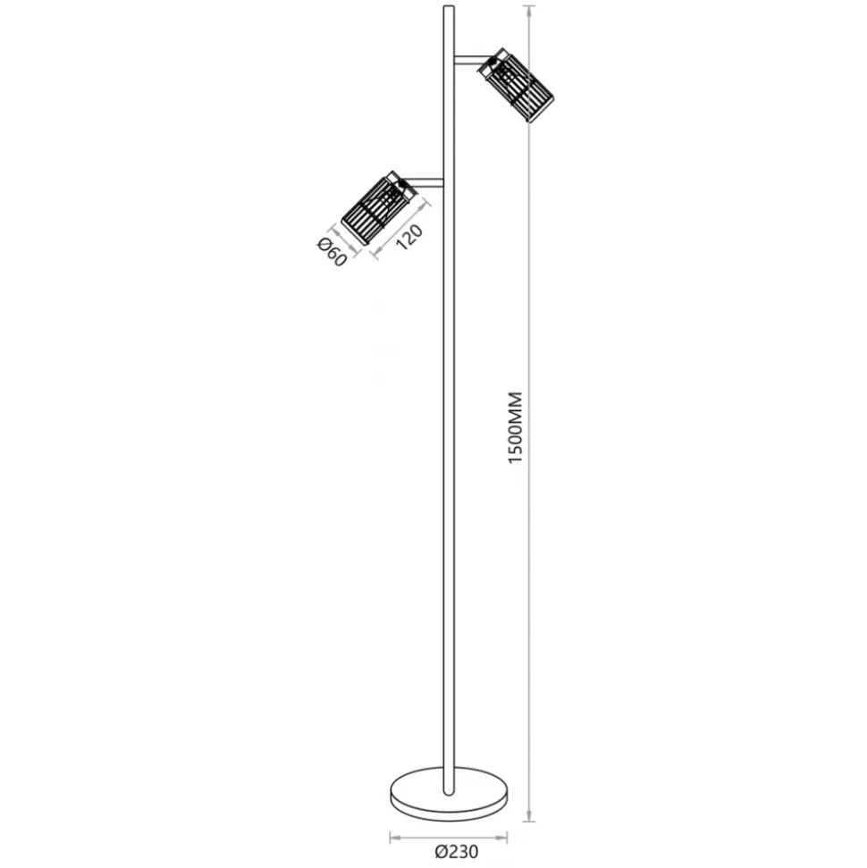 Lampa Podłogowa VERTICAL Regulowana Czarny Metalowe Klosze 2xGU10 150cm