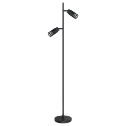 Lampa Podłogowa VERTICAL Regulowana Czarny Metalowe Klosze 2xGU10 150cm