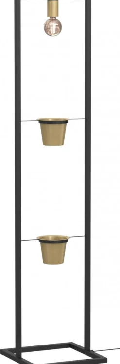 Lampa Podłogowa z kwietnkiem FLORES Czarny Złoty 1xE27 Zestaw z doniczkami