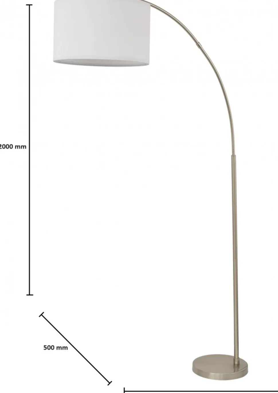 Lampa Podłogowa ZENITH Srebrny Biały Abażur 1xE27 200cm
