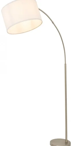 Lampa Podłogowa ZENITH Srebrny Biały Abażur 1xE27 200cm