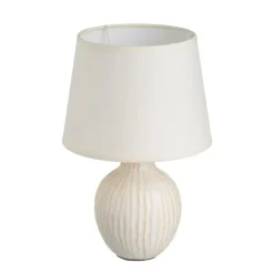 Lampa stojąca ceramiczna biało - beżowa 28 cm