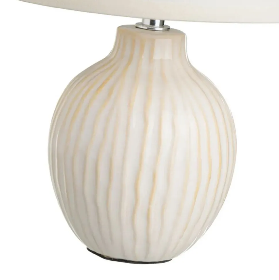 Lampa stojąca ceramiczna biało - beżowa 28 cm