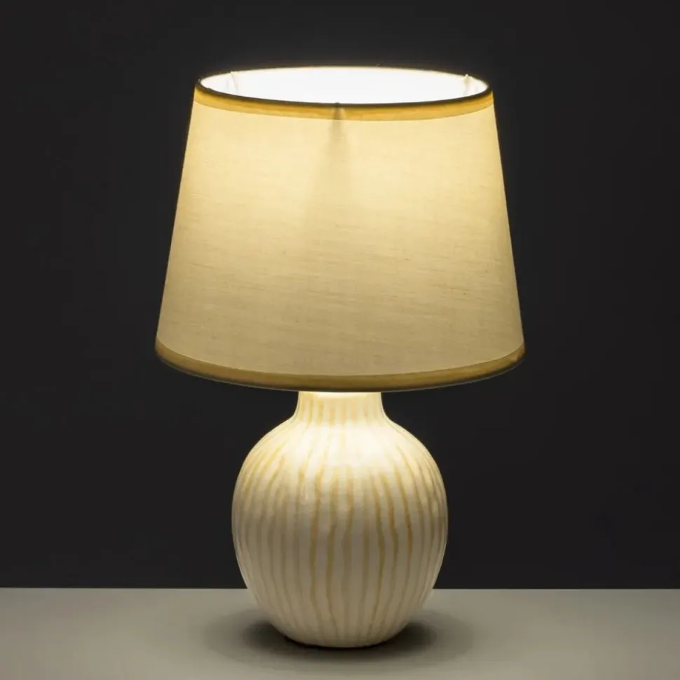 Lampa stojąca ceramiczna biało - beżowa 28 cm