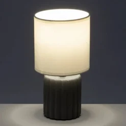 Lampa stojąca na ceramicznej podstawie szara 24 cm