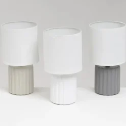 Lampa stojąca na ceramicznej podstawie szara 24 cm