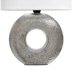Lampa stojąca na ceramicznej srebrnej podstawie 31 cm
