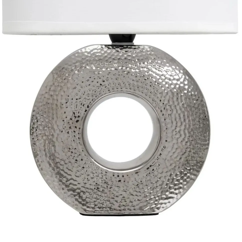 Lampa stojąca na ceramicznej srebrnej podstawie 31 cm