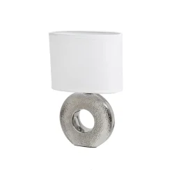 Lampa stojąca na ceramicznej srebrnej podstawie 31 cm