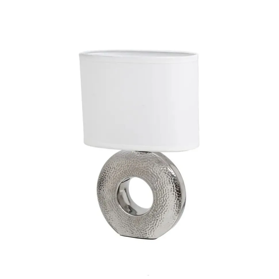 Lampa stojąca na ceramicznej srebrnej podstawie 31 cm