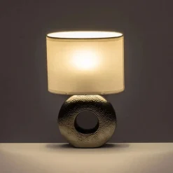 Lampa stojąca na ceramicznej srebrnej podstawie 31 cm