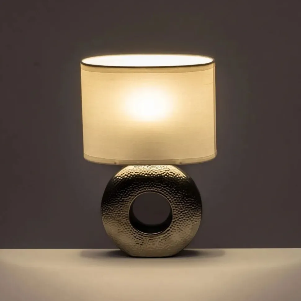 Lampa stojąca na ceramicznej srebrnej podstawie 31 cm
