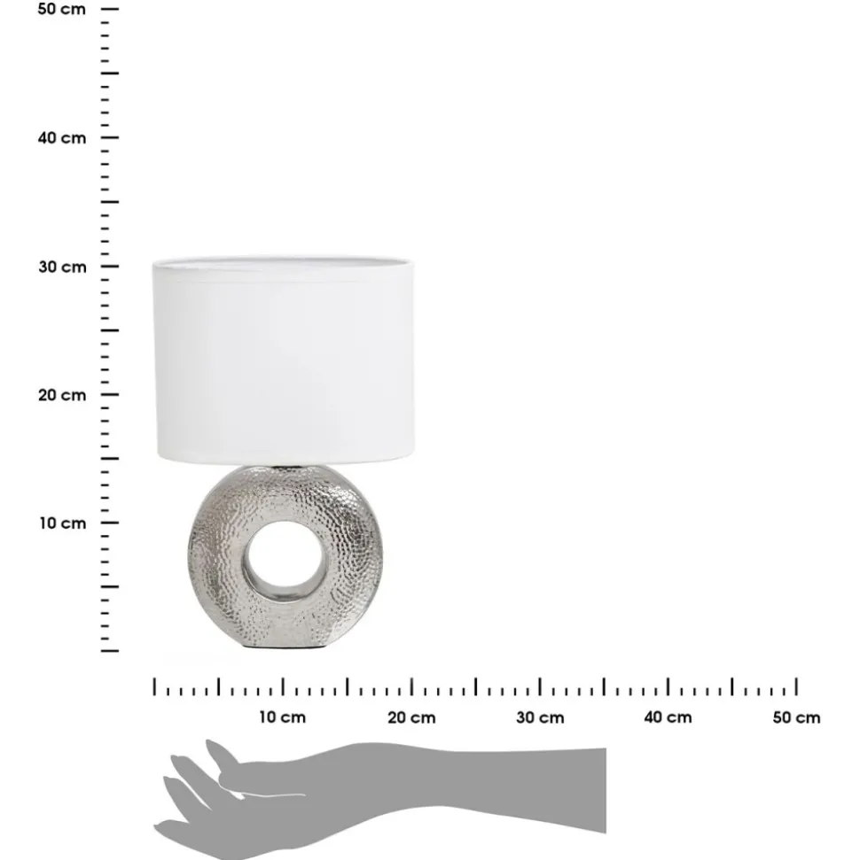 Lampa stojąca na ceramicznej srebrnej podstawie 31 cm