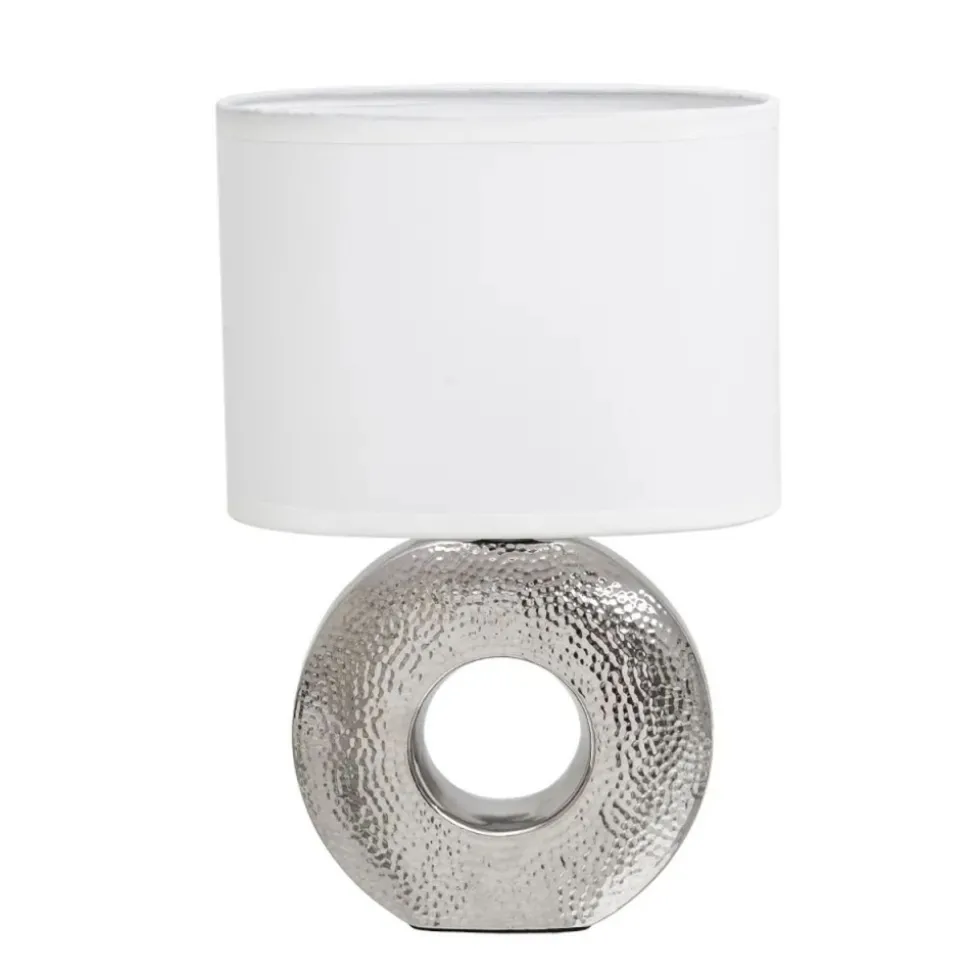 Lampa stojąca na ceramicznej srebrnej podstawie 31 cm