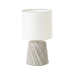 Lampa stojąca szara z lnianym abażurem 30 cm