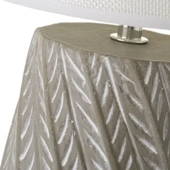 Lampa stojąca szara z lnianym abażurem 30 cm