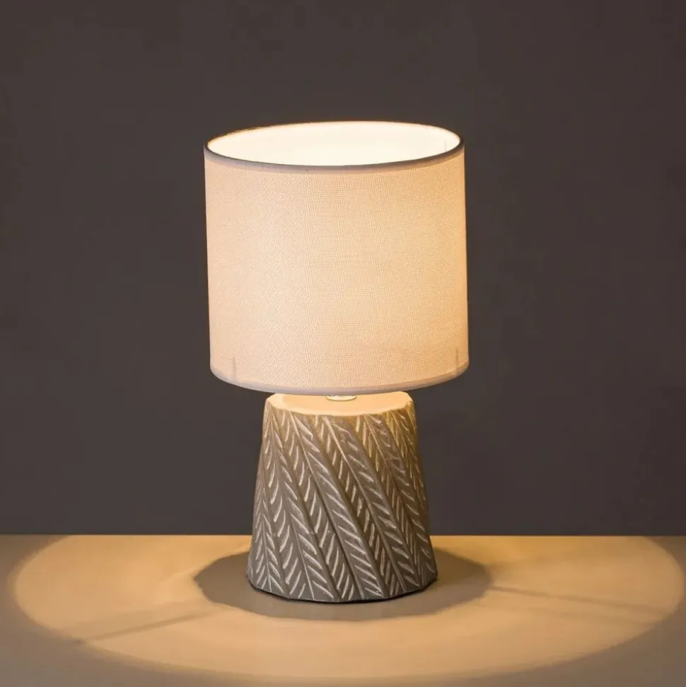Lampa stojąca szara z lnianym abażurem 30 cm