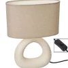 Lampa stołowa beżowa h33,5 cm