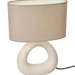 Lampa stołowa beżowa h33,5 cm