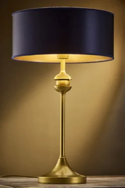 Lampa stołowa KASZMIR złota granatowy abażur 1xE27