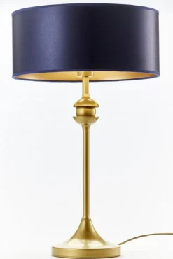 Lampa stołowa KASZMIR złota granatowy abażur 1xE27