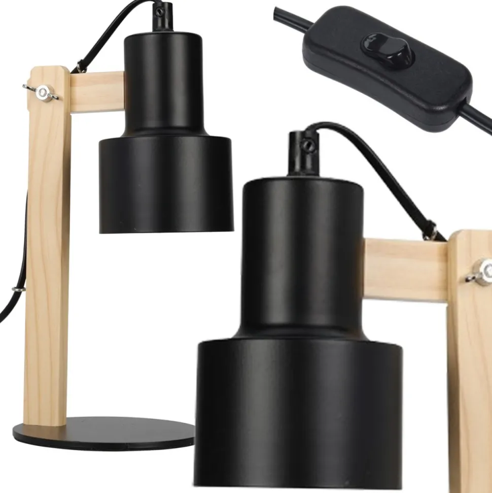 Lampa stołowa z regulowanym kloszem scandi czarna 32 cm
