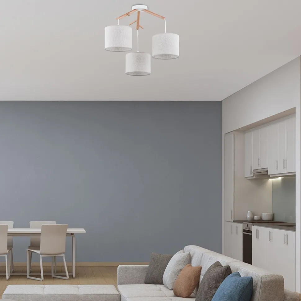 Lampa Sufitowa ALBERO Brązowy Beżowy Abażury 3xE27